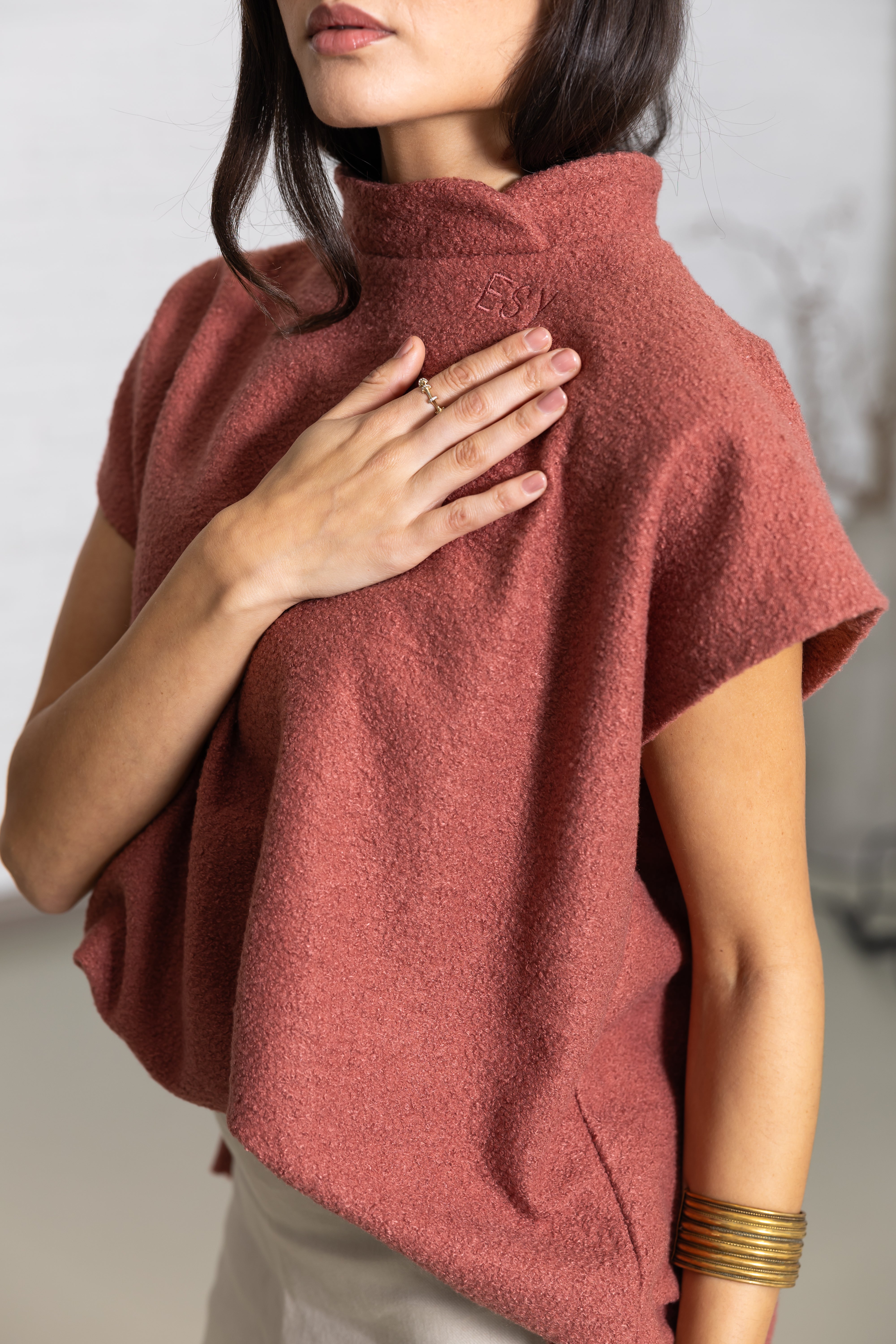 OVERSIZED FLEECE TOP ( corals )