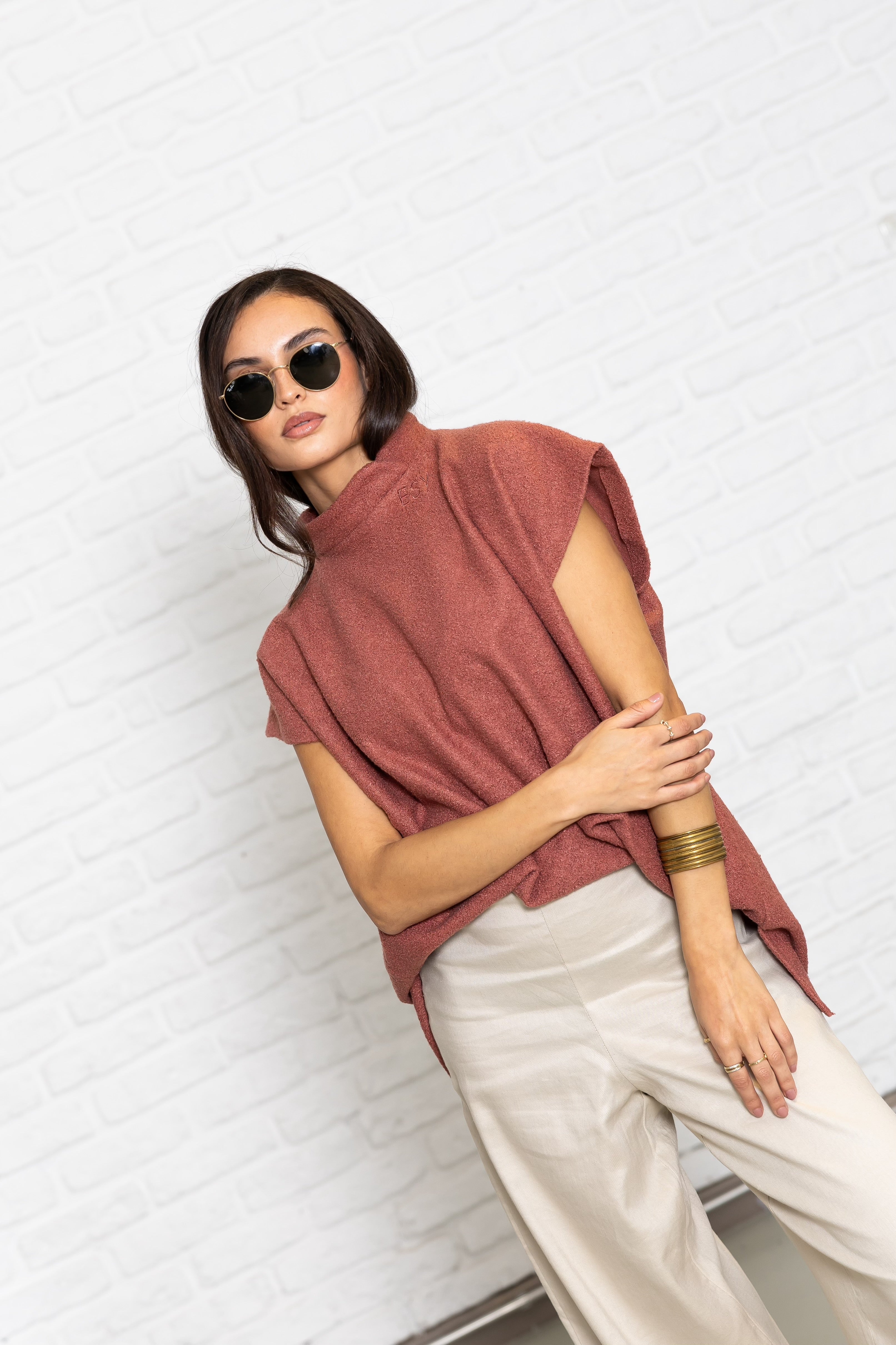 OVERSIZED FLEECE TOP ( corals )